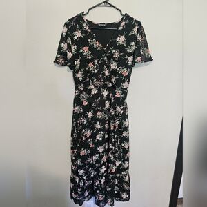 BloomChic Floral Overlap Midi Dress